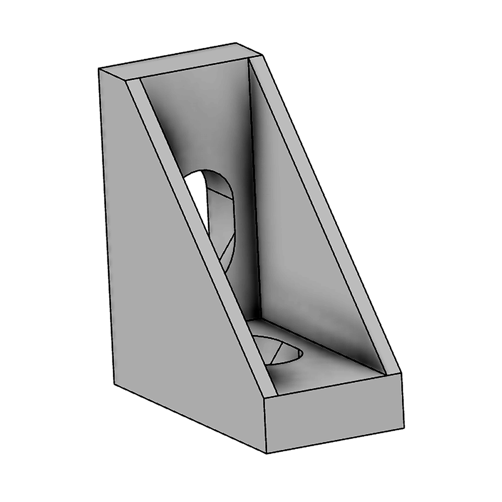 40-160-1 MODULAR SOLUTIONS ALUMINUM GUSSET<BR>18.5MM X 45MM ANGLE W/HARDWARE